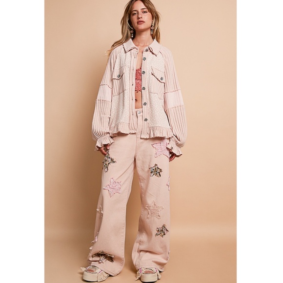 "The Nora" Pink Star Patch Jeans - Picture 4 of 5